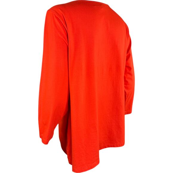 Jones New York Orange Womens 1X Stretch 3/4 Sleeve Blouse Chain Detail V-Neck - Picture 4 of 12